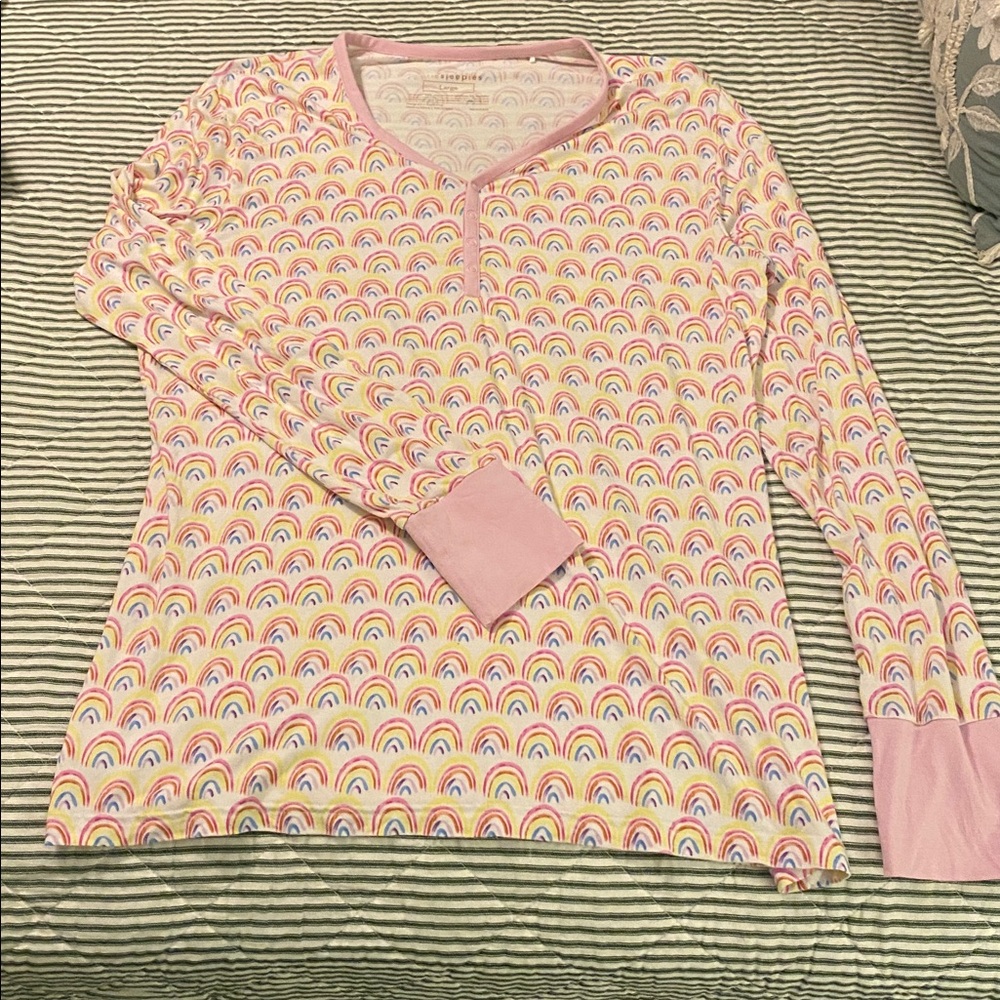 Little Sleepies bamboo sleepwear set in pink with rainbows - Picture 3 of 8
